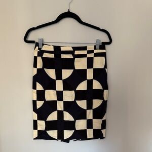 J. Crew Black, blue and Cream Geometric Pencil Skirt